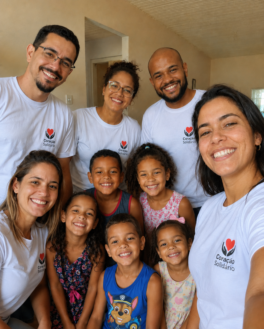 Voluntários da ONG Coração Solidário com crianças